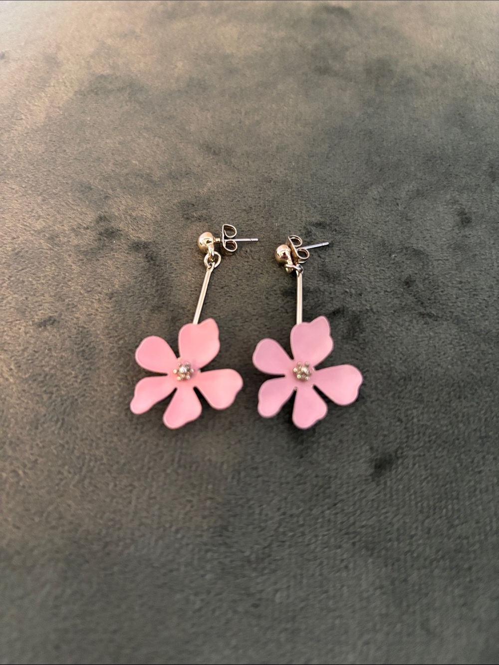 Pink Flower Drop Earrings - Delicate Floral Dangles
